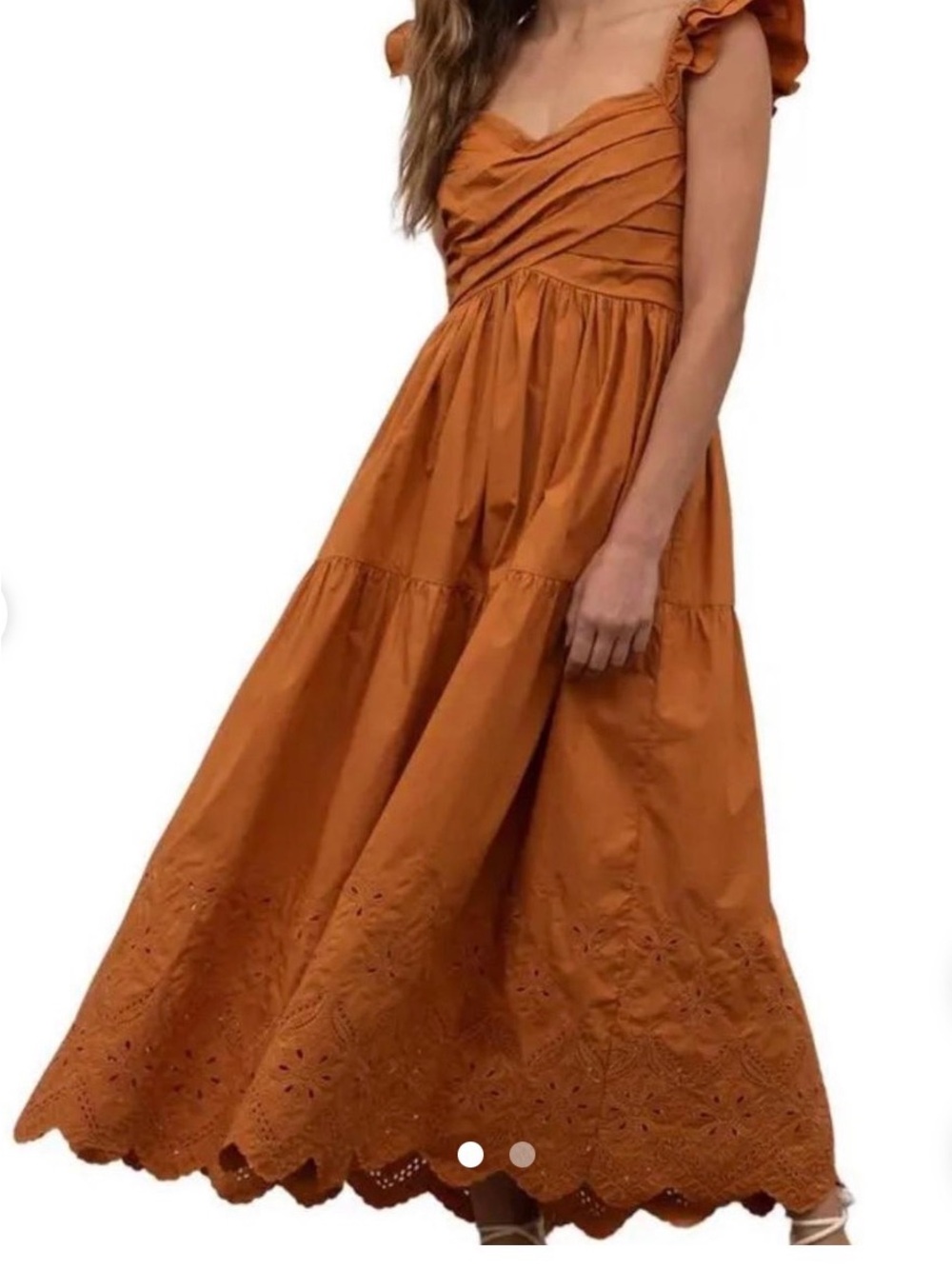 Moon River Eyelet Tiered Maxi Dress in Siena S